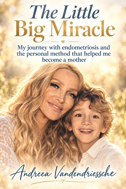 The Little Big Miracle book cover showing Andreea and her son surrounded by warm light